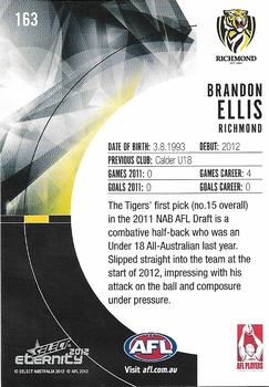 2012 Select AFL Eternity #163 Brandon Ellis Back